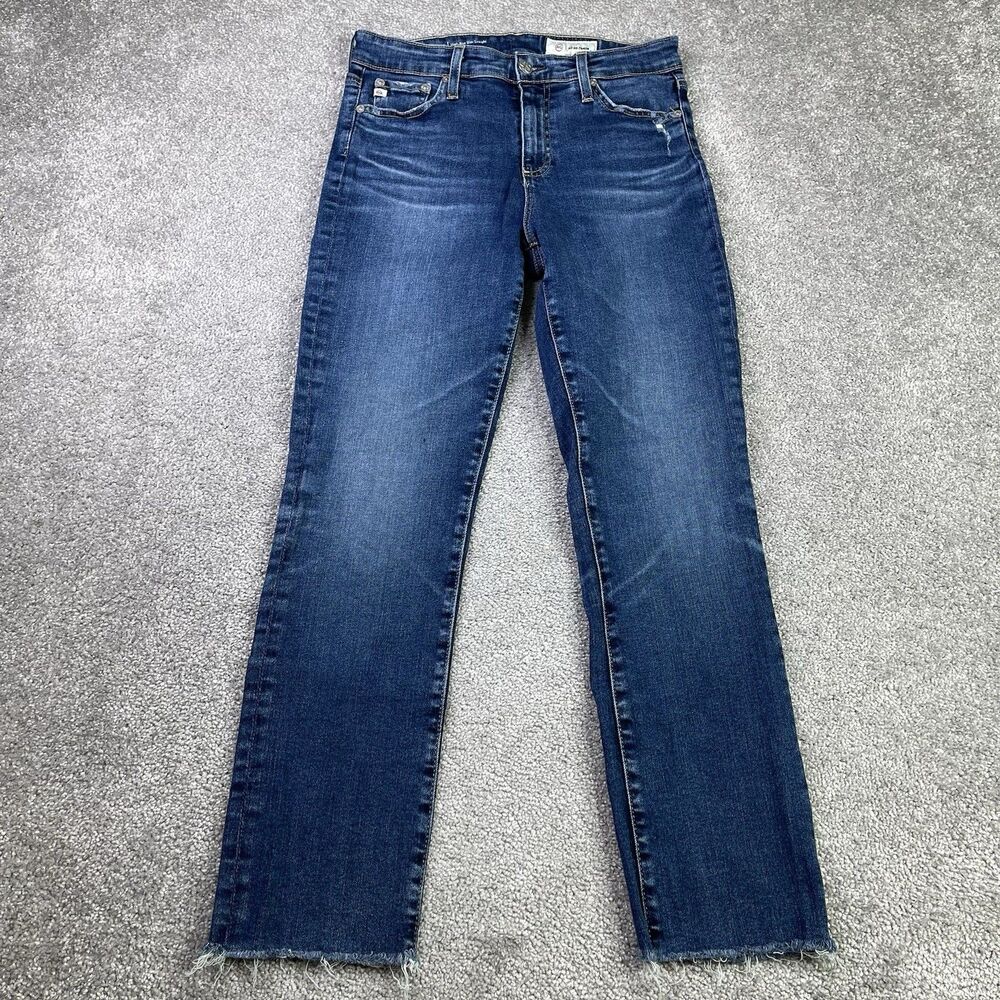 AG Adriano Goldschmied Jeans Women’s 27 Blue Mari Crop Slim Straight High Rise